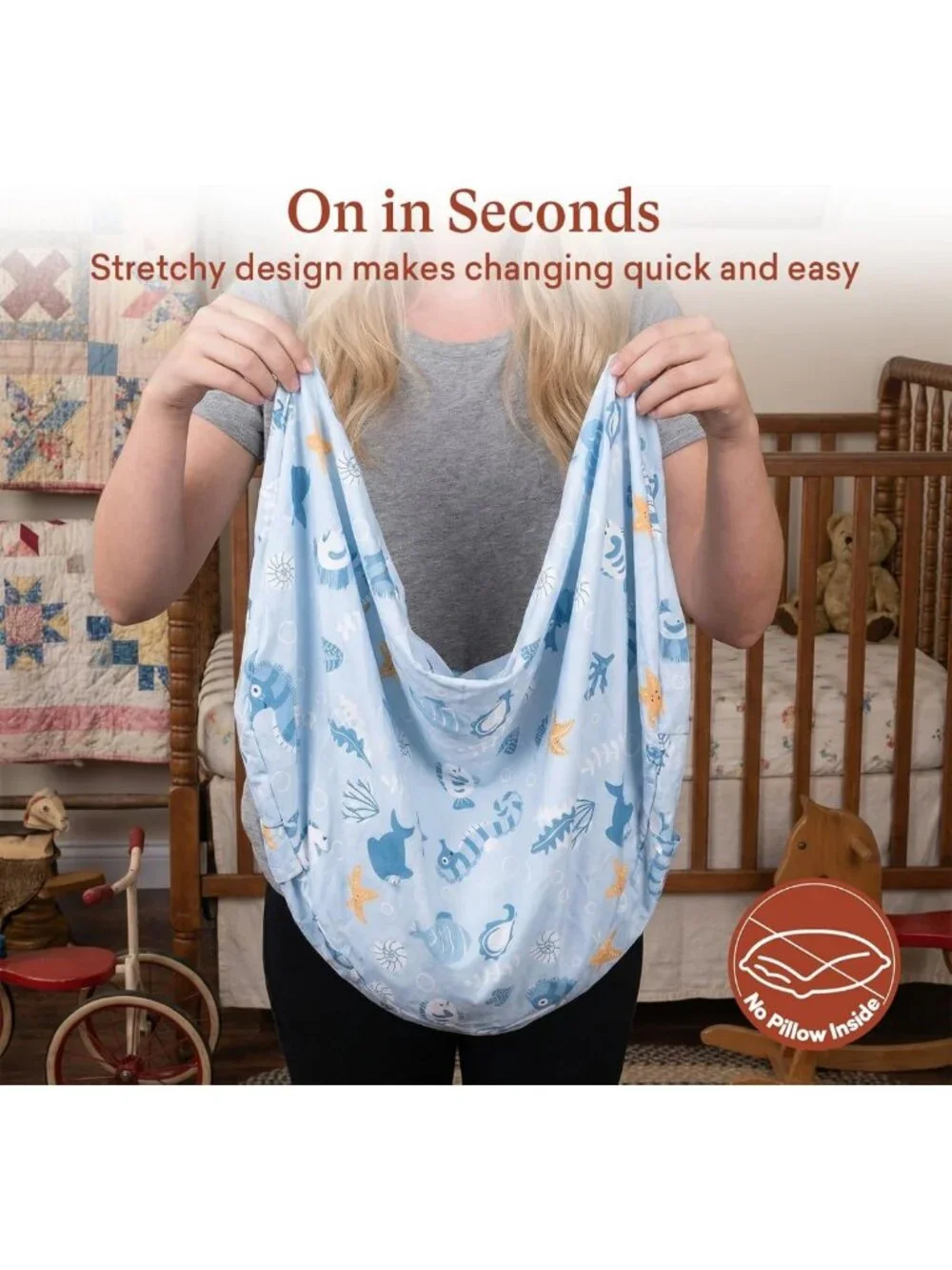 Soft Stretchy Nursing Pillow Covers - 3-Pack Washable Slipcovers for Feeding